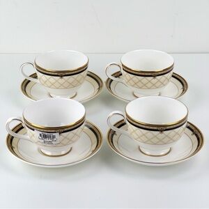 Set Of 4 Royal Doulton Baroness Teacups & Saucers
